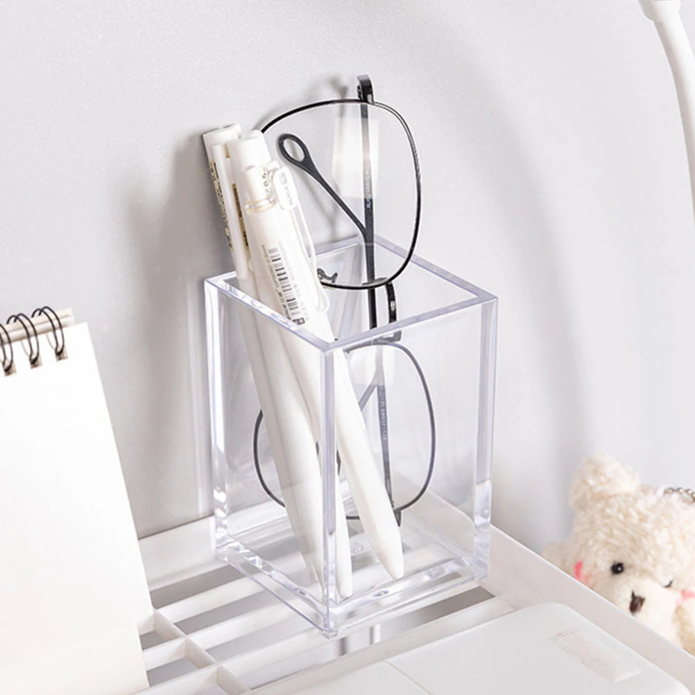 

2pcs File Pen Holder Transparent Desktop Organizer For Office School Stationery Storage Basket Pen Container Table Decor