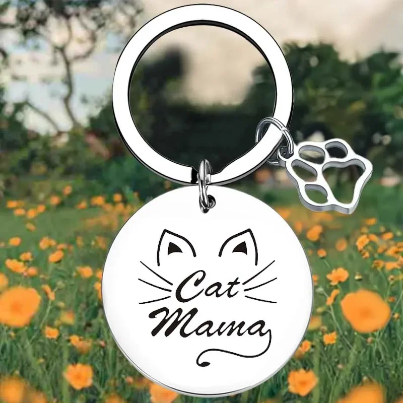 Cat Mama Key Chain Ring Cats Mom Gift Cat Mother keychains pendant Mothers Day Cat Grandma Gift