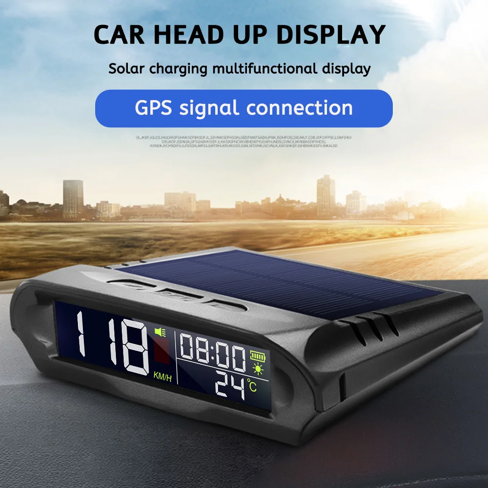 Car Head Up Display GPS HUD Solar Energy Digital Meter Car Speedometer Temperature Altitude Display Car Electronics Accessories