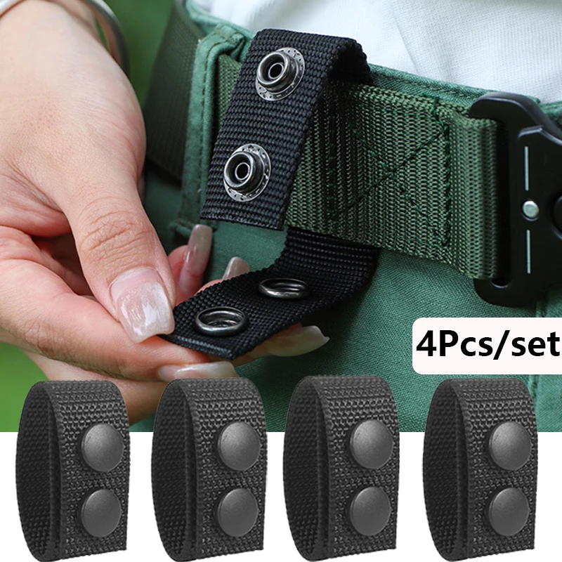 4Pcs/set Utility Belt Keepers Molle Accessories Tactical Belt Holder Multipurpose Double Snaps Keychain Hunting Equipment