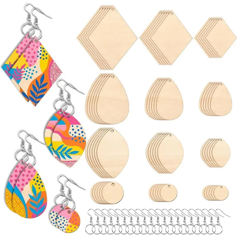 

ABKY-For Crafts Деревянные заготовки для сережек, 180 шт., необработанные круглые диски с отверстиями, маленькие диски для декора, для изготовления украшений своими руками