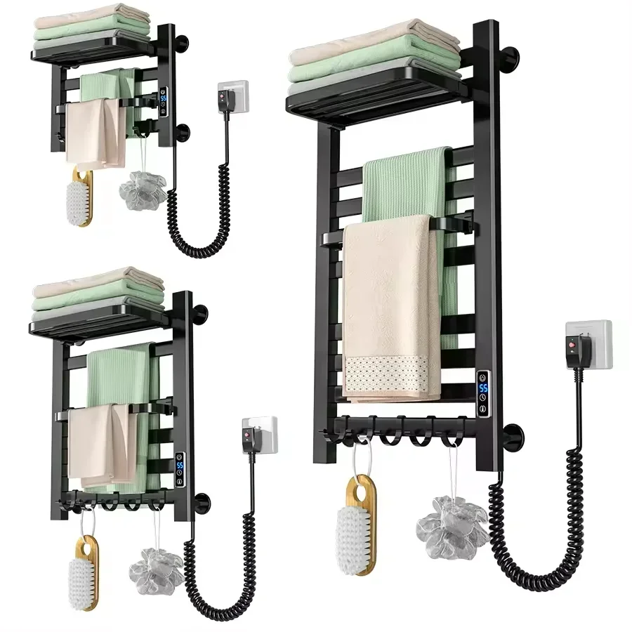 

Hot SalesHot SalesHot SalesBathroom Radiators Black Towel Rack Intelligent Electric Heating Towel Warmer Dryer Rack Wall Mounted