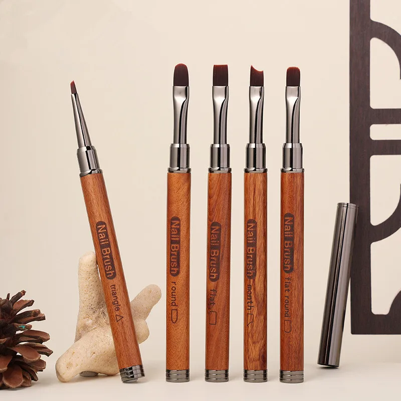 1/5 قطعة مسمار فرشاة فنية الثلاثي رسم اللوحة خط القلم بطانة التدرج شقة مستديرة معدنية أدوات مانيكير الفرنسية