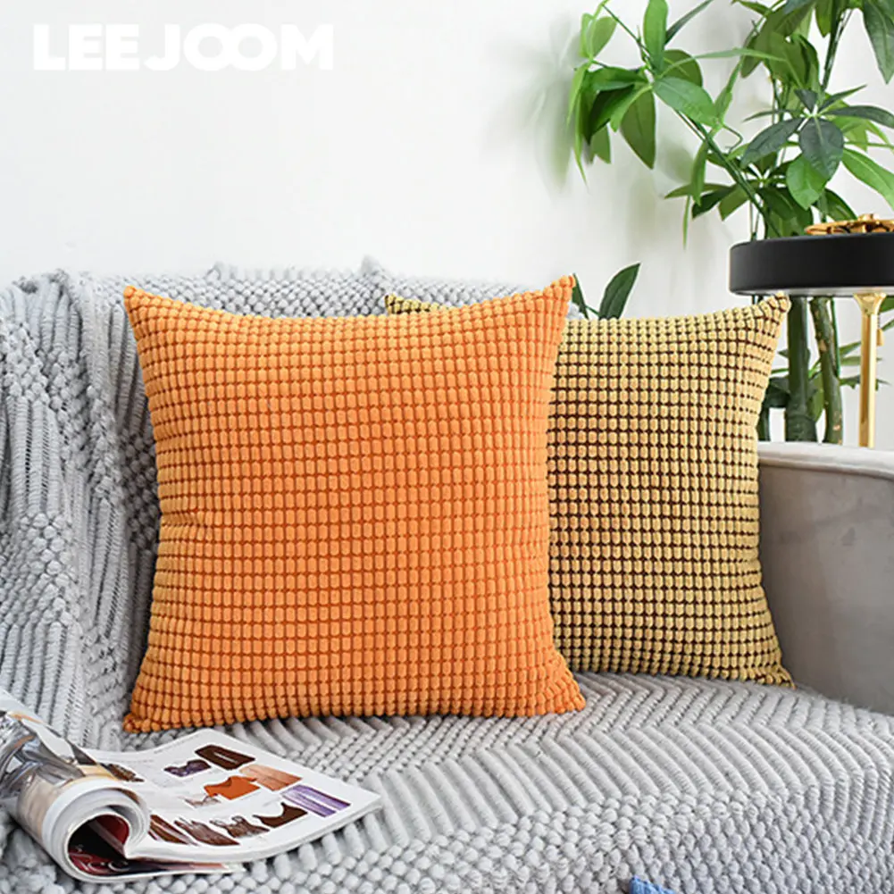 Leejoom Plaid Geometric Stripe Solid Color for Home Decorative Sofa Bed Decor Pillowcase 30x50cm/45x45cm/50x50cm 1pc