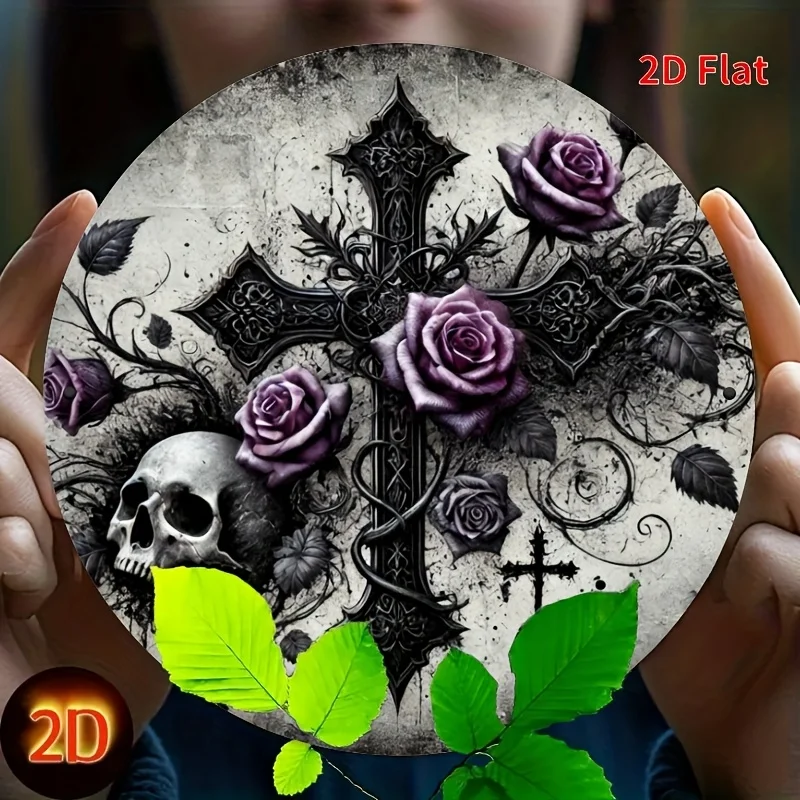 1pc Gothic Rose & Skull Wall Panel - Mysterious Rose and Skull Pattern Decoration Suitable for Living Room, Porch, Bedroom, Entr