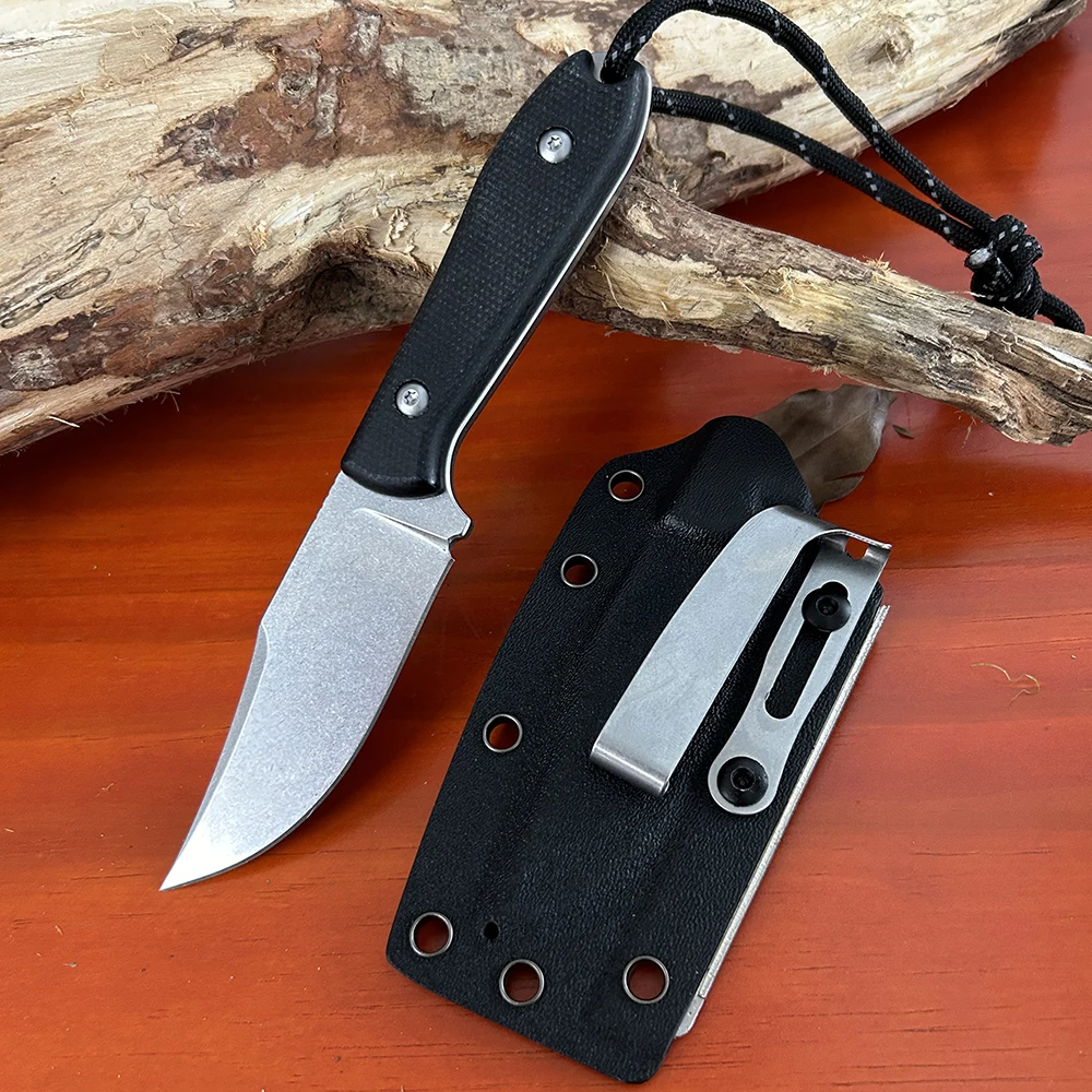 D2 Camping Fixed Blade Knife Outdoor Wilderness Survival Hunting Knives EDC Defense Multipurpose Tool with Kydex sheath knife