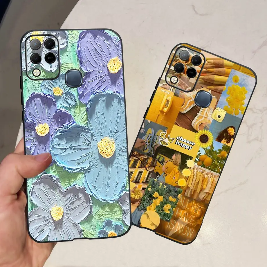 Black Silicone Cases For Infinix Hot 10S Case Infinix Hot 10 Lite 10i 10t Hot10 Back Cover Soft Slim Matte Shockproof Bumper Bag