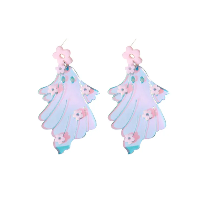 Halloween Collection Laser Colorful Y2K Acrylic Pendant Earrings Geometric Skull Head Ghost Pumpkin Outward Party Jewelry Gifts