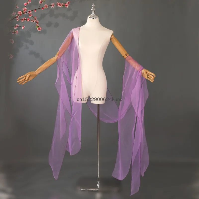 Chinese Ancient Water Sleeves Hanfu Decor Fairy Cosplay Tulle Yarn Shawl Petals Sleeve Elegant Classical Dunhuang Dance Streamer