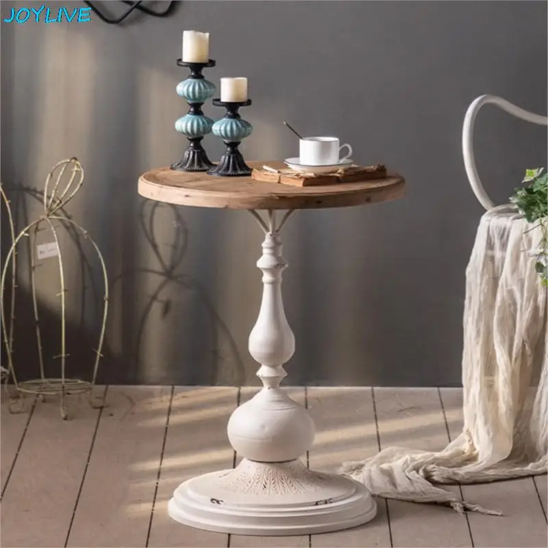 JOYLIVE Retro Solid Wood Coffee Table Sofa Corner Table Tea Table Balcony Desk Old Craft Small Round Table 2022 New Dropship