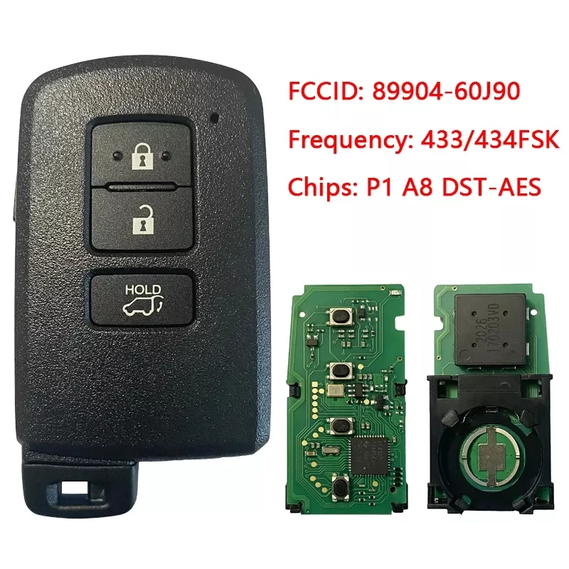 CN007164 Aftermarket 3 Button For Toyota Highlander Smart Key 434mhz FCCID BH1EW TOKAI RIKA Keyless Part No 89904-60J90