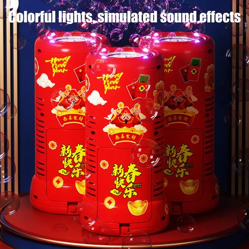 Firework Bubble Machine With Lights 12-Holes Electronic Landing Bubble Machine Automatic Bubble Maker With Firecracker Sound And