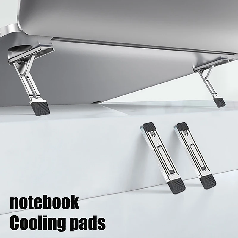 

Mini Zinc Alloy Laptop Stand Adjustable Height Foldable Laptop Riser Legs Anti Slip Holder