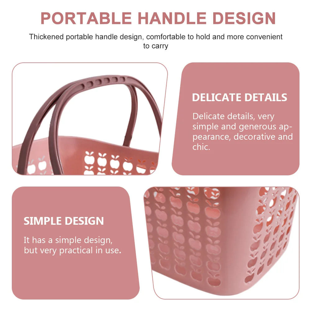 

Plastic Shopping Basket Fruit Vegetable Home Basket Kitchen Storage Holder Ergonomic Handle Simple Design Storage Holder