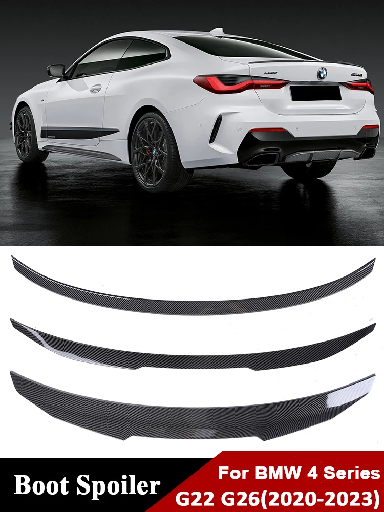 

For BMW 4 Series G22 G26 2020+ Carbon Fiber Rear Bumper Lip Trunk Spoiler M4 PSM Style Wing Parts Gloss Black M430i M440i