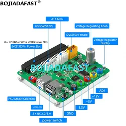 64Pin Connector Breakout Board With 4 x USB 2.0 Molex ATX 6PIN XT60 Port For HP DELTA FUJITSU LITEON Server Power Supply PSU