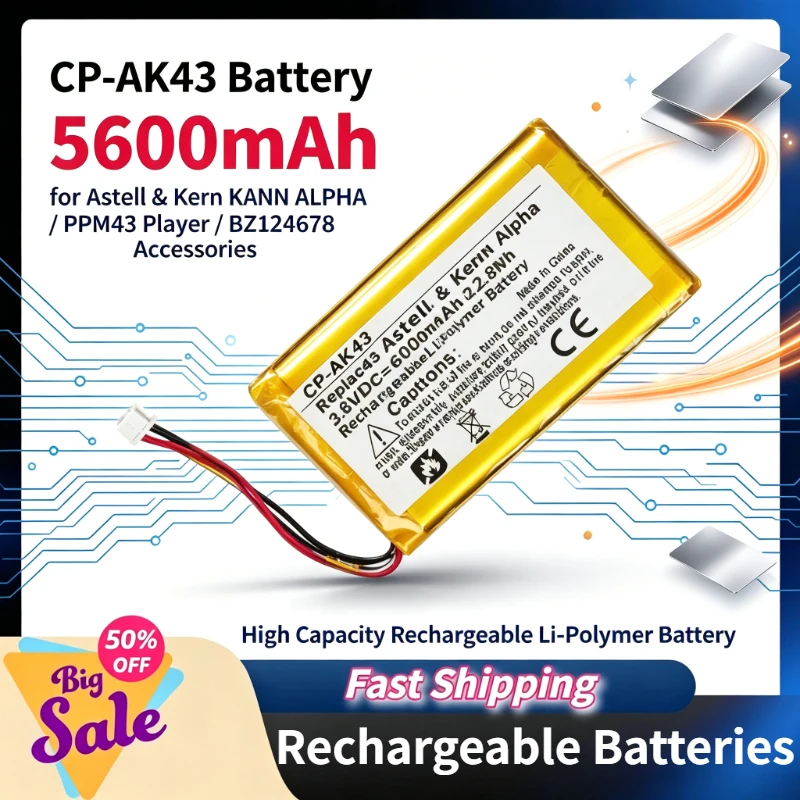 For Astell & Kern KANN ALPHA PPM43 Player Battery CP-AK43 3.8V 5600mAh Rechargeable Li-Ion Battery BZ124678 Accessories in Stock