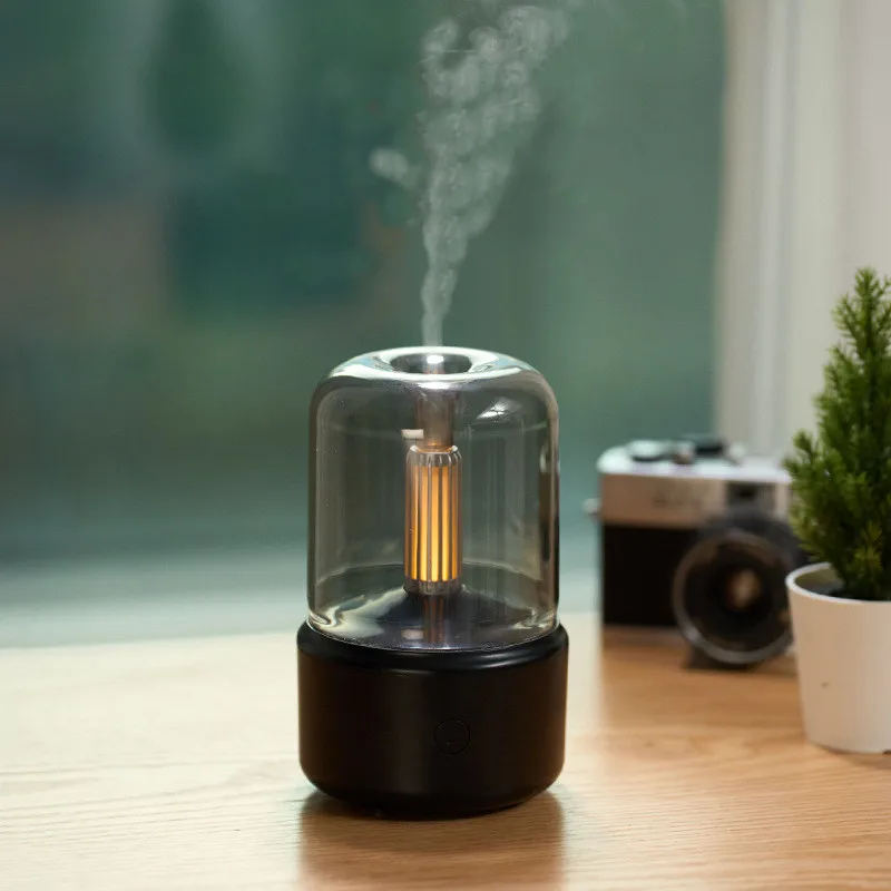 2023 Nieuwe Kaarslamp Aroma Diffuser Luchtbevochtiger Elektrische Aromatherapie Diffuser 120Ml Vlam Luchtbevochtiger Usb Desktop Nachtlampje