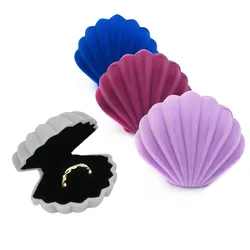 Scallop Shell Shape Velvet Jewelry Box Wedding Ring Box Organizer Storage Packaging Case Necklace Holder Earring Gift Box