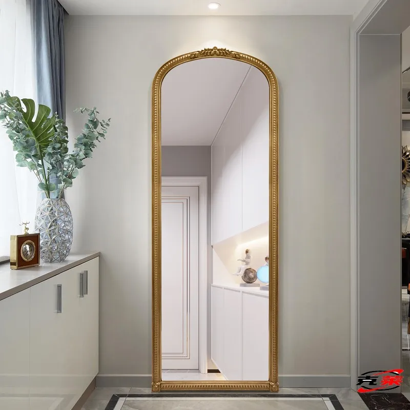 French dressing, full-body bedroom, arched carved American cloakroom, European floor-to-ceiling mirror