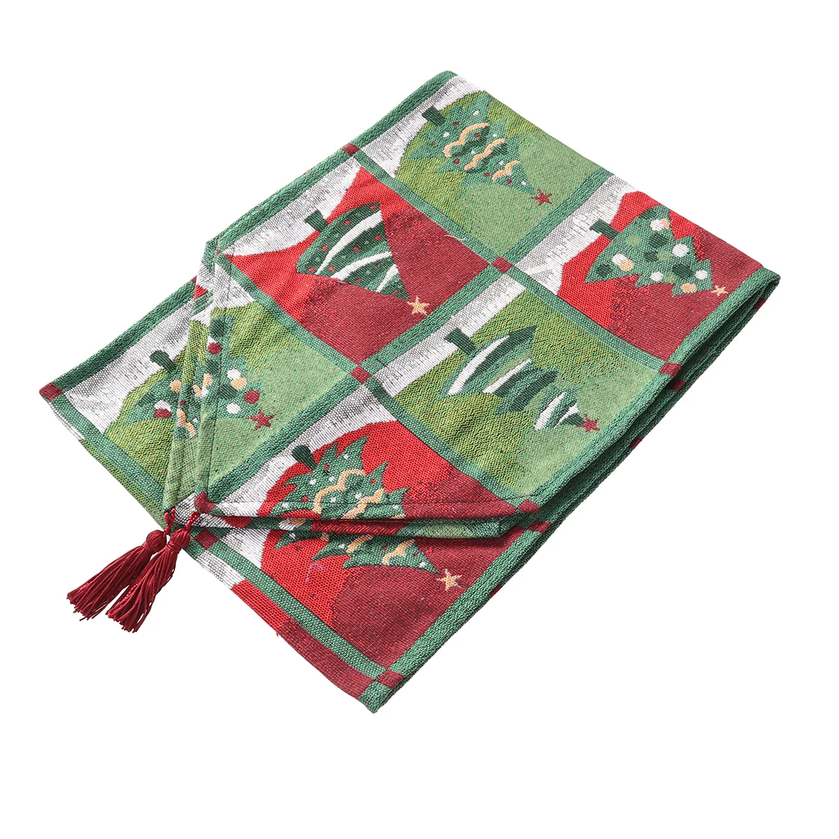 

Christmas Runner Printed With Christmas Tree Design Decorative Tablecloth For Dining Table Long Table Cover 33X180Cm Green Base
