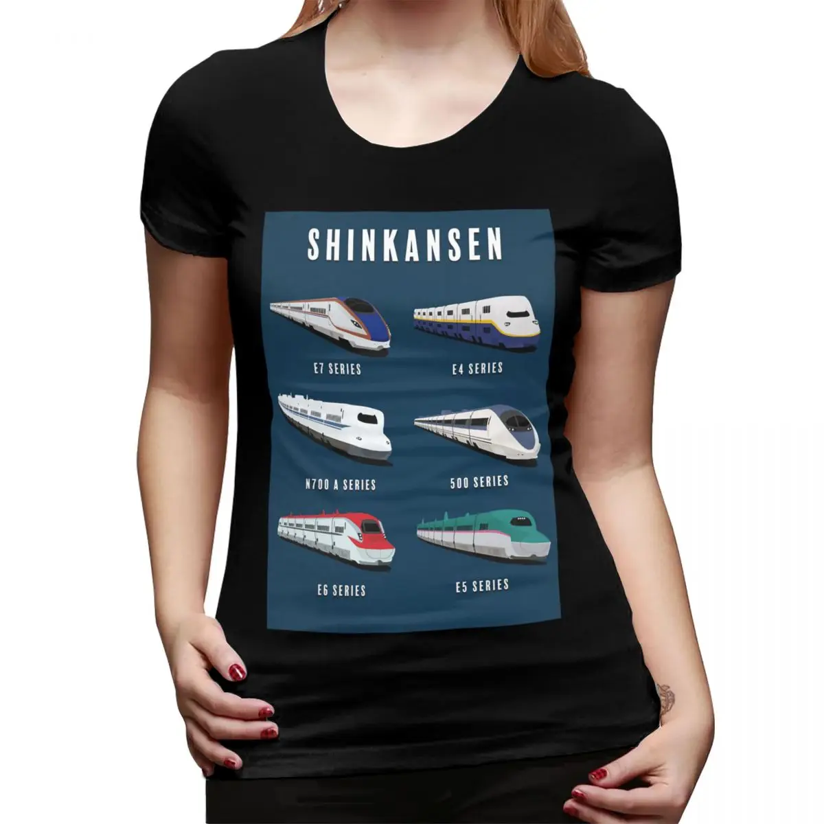 

Japanese Shinkansen Bullet Trains T-Shirt for Women Crew Neck Streetwear T Shirts Women's Tees Short Summer Clothes Tops