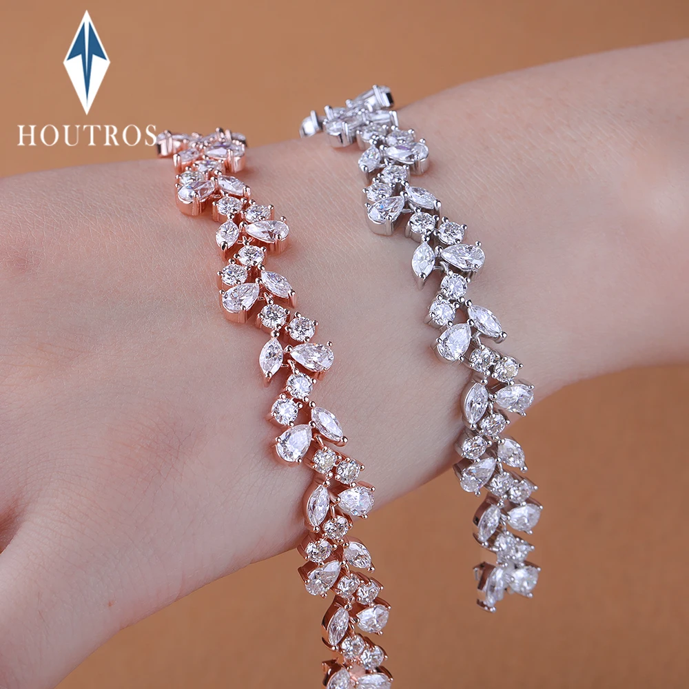 

Многообразный полный муассанитовый браслет для женщин, свадебные браслеты с бриллиантами круглой огранки, браслеты из стерлингового серебра 925, ювелирные изделия, подарок