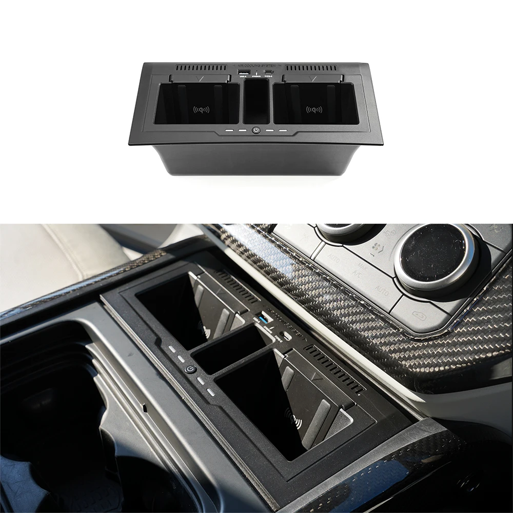 High quality Wireless charging box For Land Rover new Defender 2020+ 110/90 Interior storage box