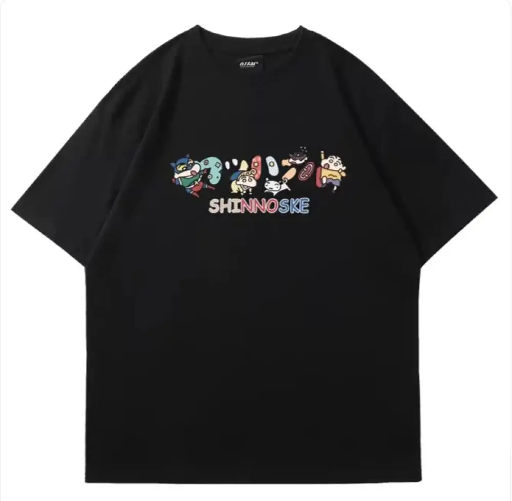 Crayon Shin Chan Shinnosuke Print Casual T Shirt Cute Anime Short Sleeve Tee for Men Women
