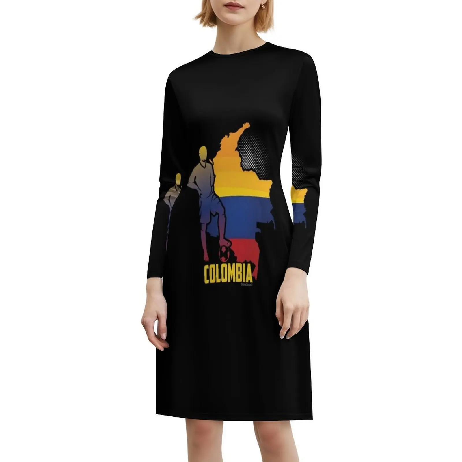 Calcio Calcio Bandiera della Colombia Abito casual in stile coreano per le donne Abiti semplici da ufficio quotidiani da donna Fan colombiano della Colombia