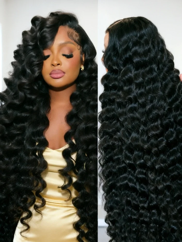 

250Density 360 Full Lace Curly Water Wavy Wigs Loose Deep Wave 13x4 13x6 HD Transparent Lace Front Wig Remy Human Hair For Women