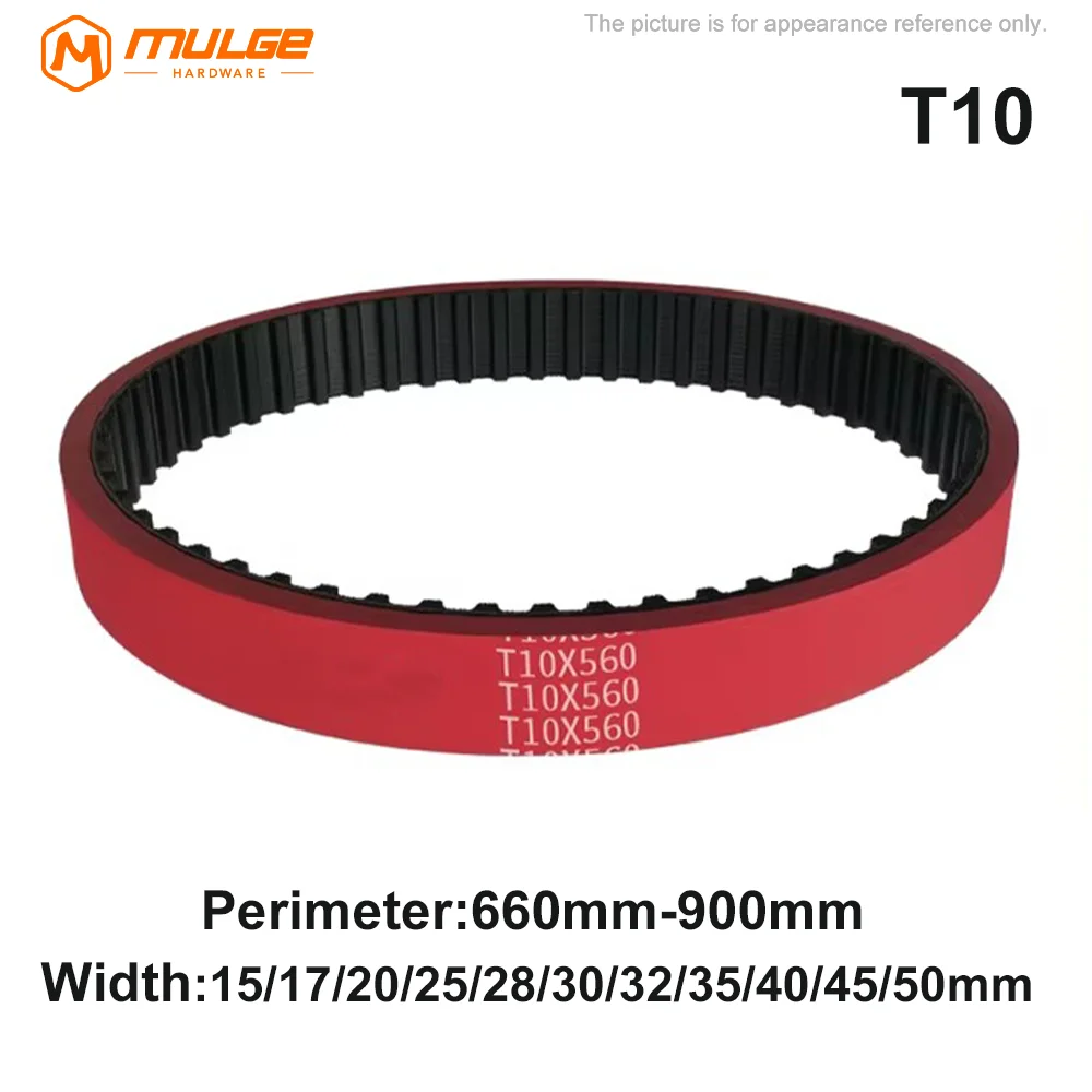 

Heat Resistant Open Ended PU Food Grade Timing Belt Factory Direct T10-660-900. Red Rubber Timing Belt For VFFS Packing Machine