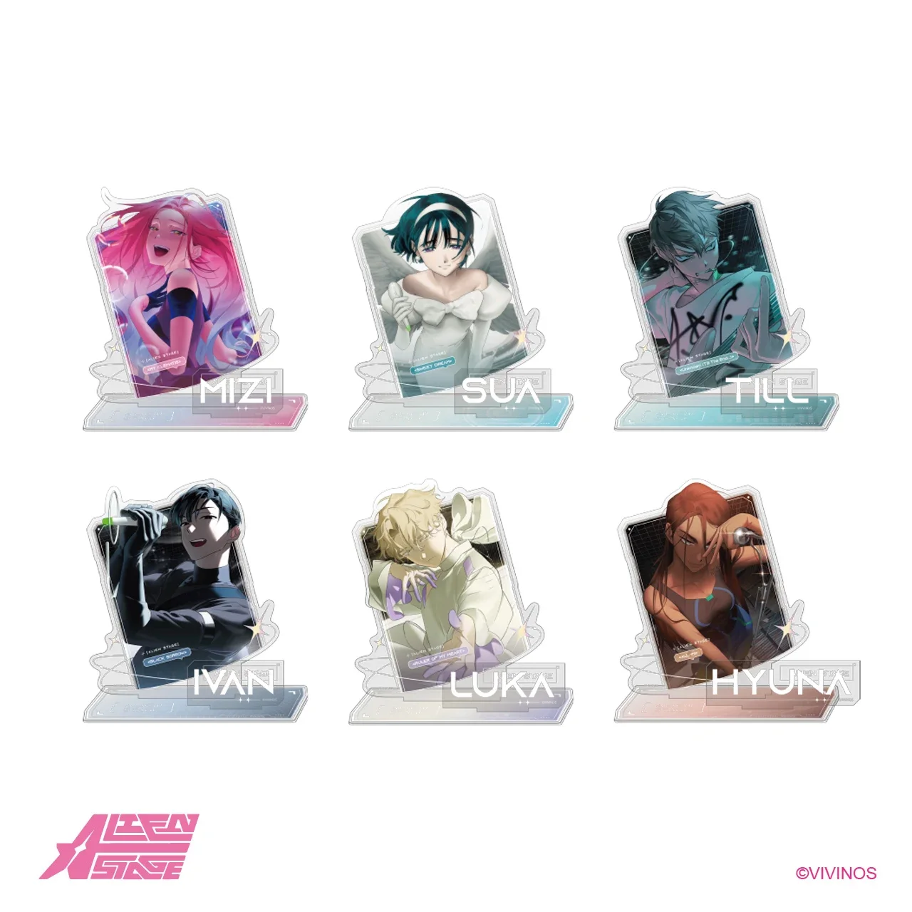 Official Anime Alien Stage Mizi Sua Till ivan Cosplay Acrylic Q Version Couple Scene Stand Model Badge Color Paper Gift