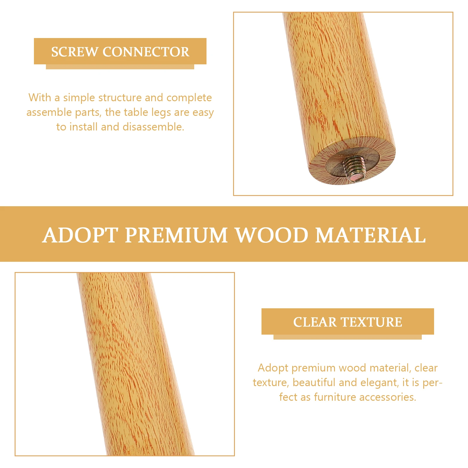 

1set Multifunctional Wooden Table Legs Replacement Premium Furniture Feet Adjustable Height Durable Cabinet Chair Legs for Home