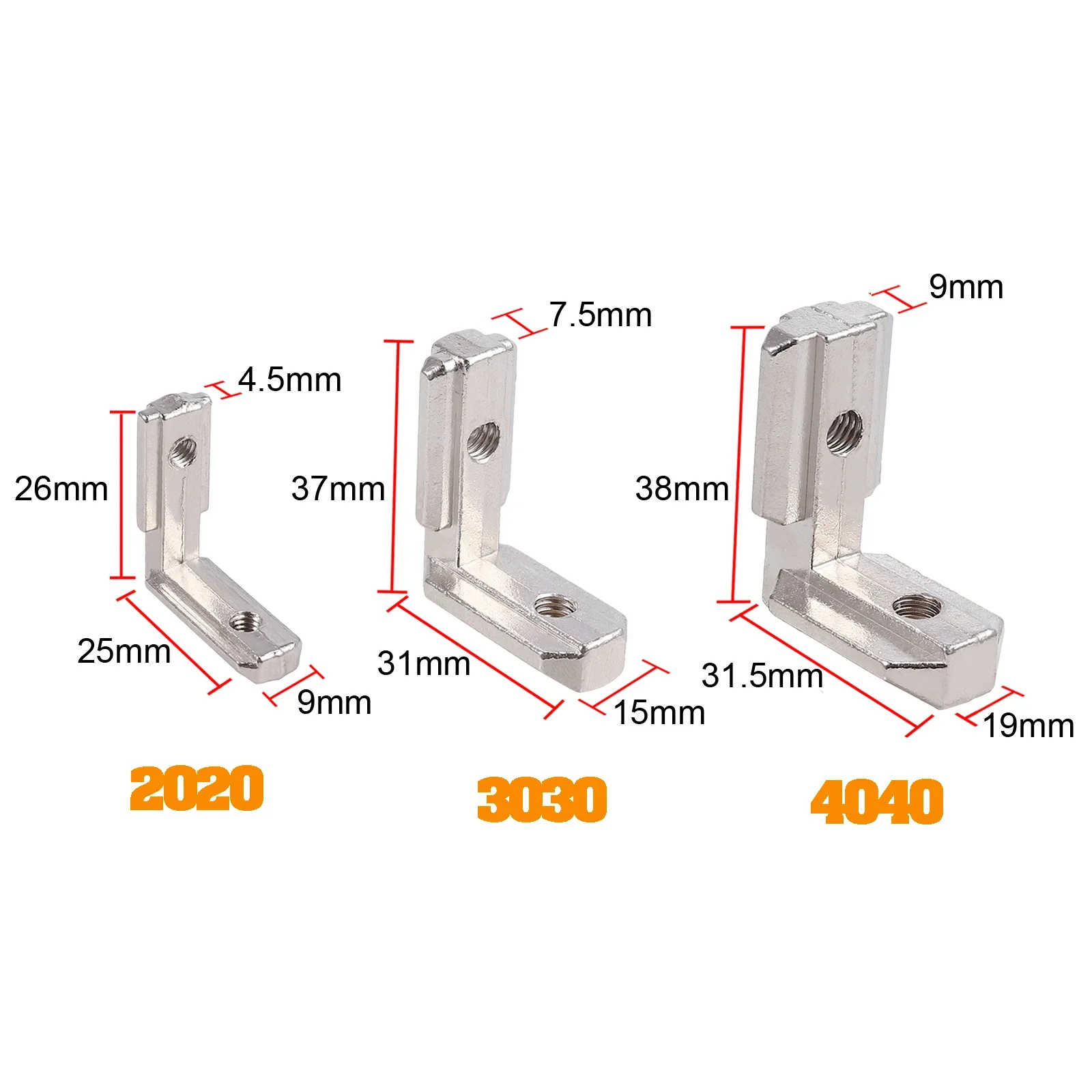 10pcs 2020 3030 4040 T Slot L-Shape Interior Corner Connector Joint Bracket with screws Aluminum Profile Extrusion Connector