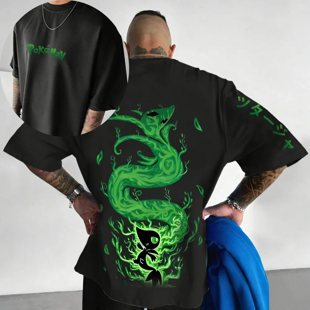 

Oversized Cosplay Costume Pokémon Virizion 2026 Summer New Arrival Harajuku Anime Print Y2K Hip-Hop Casual Unisex T-Shirt