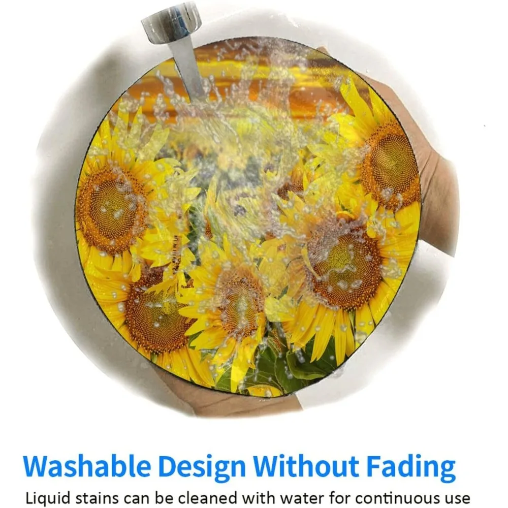 Alfombrilla de ratón para juegos Sunflower Field con base de goma antideslizante y bordes cosidos