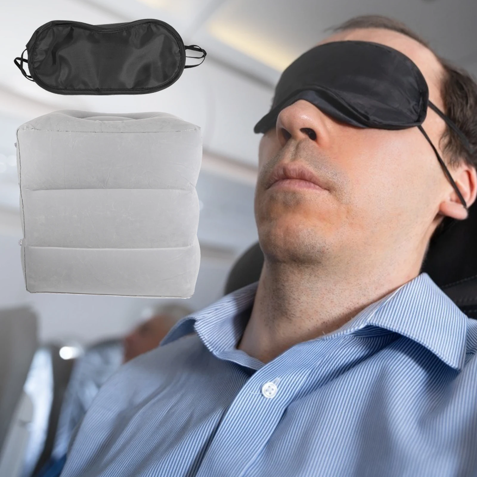 1pc poggiapiedi gonfiabile cuscino da viaggio pieghevole regolabile materiale floccato in PVC sgabello elevabile mobili da esterno
