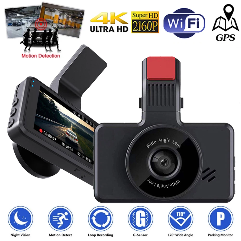 Car DVR GPS Wifi Dash Cam Vehicle Reverse Camera 4K 2160P Car Video Recorder Dashcam Auto Black Box Car Accessories Registrator