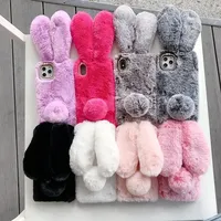 Plush Fur Rabbit Case For Xiaomi Redmi 10C 10 9A 9C 9 Note 12 11 10 9 8 7 6 Pro Max 11s 10s 9s Warm Phone Cover Cute Fluffy Case