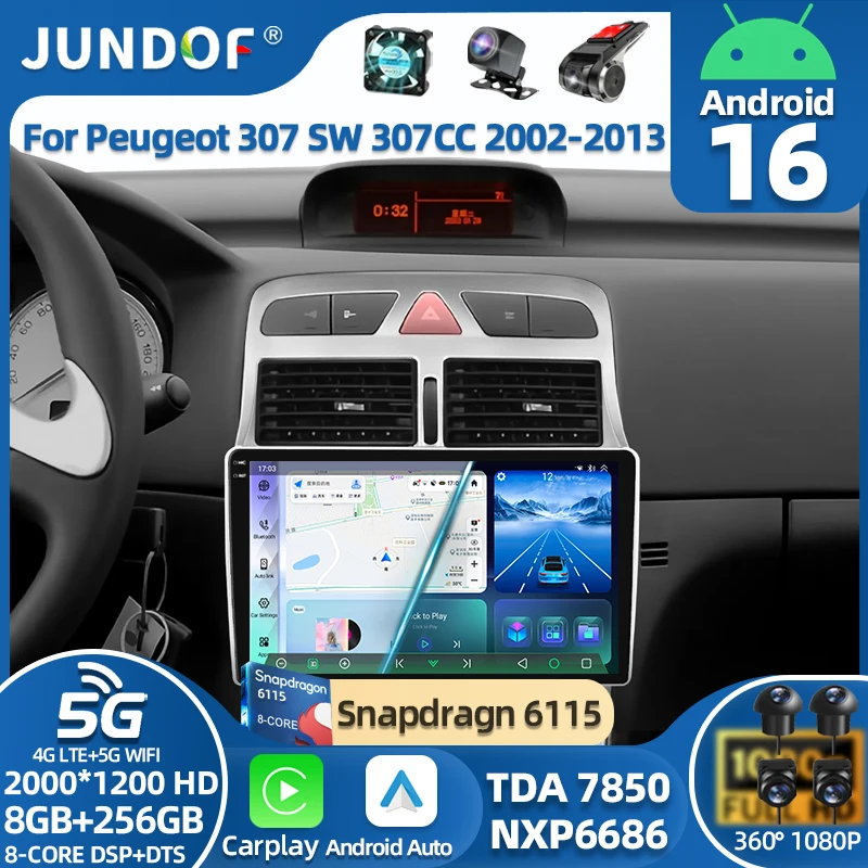 

Carplay 2din Android 16 Car Radio Multimedia Gps Navigation For Peugeot 307 307CC 307SW 2002-2013 Stereo 2 DIN 4G WIFI Head Unit