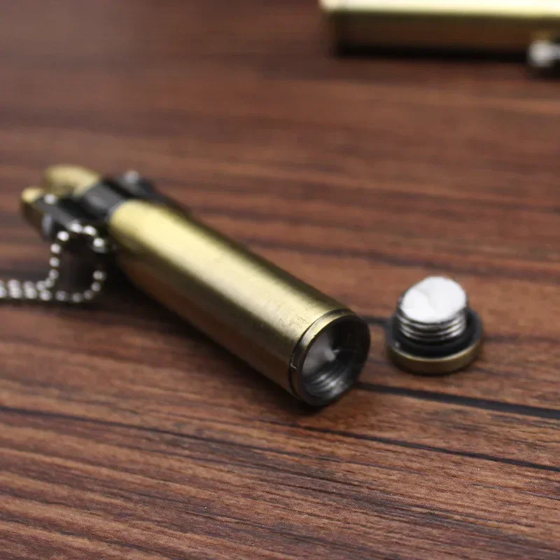 Retro Bullet Flint Aansteker Torch Slijpschijf Olie Sleutelhanger Lichtere Metalen Sigaar Aansteker Gadget Voor Man Gift