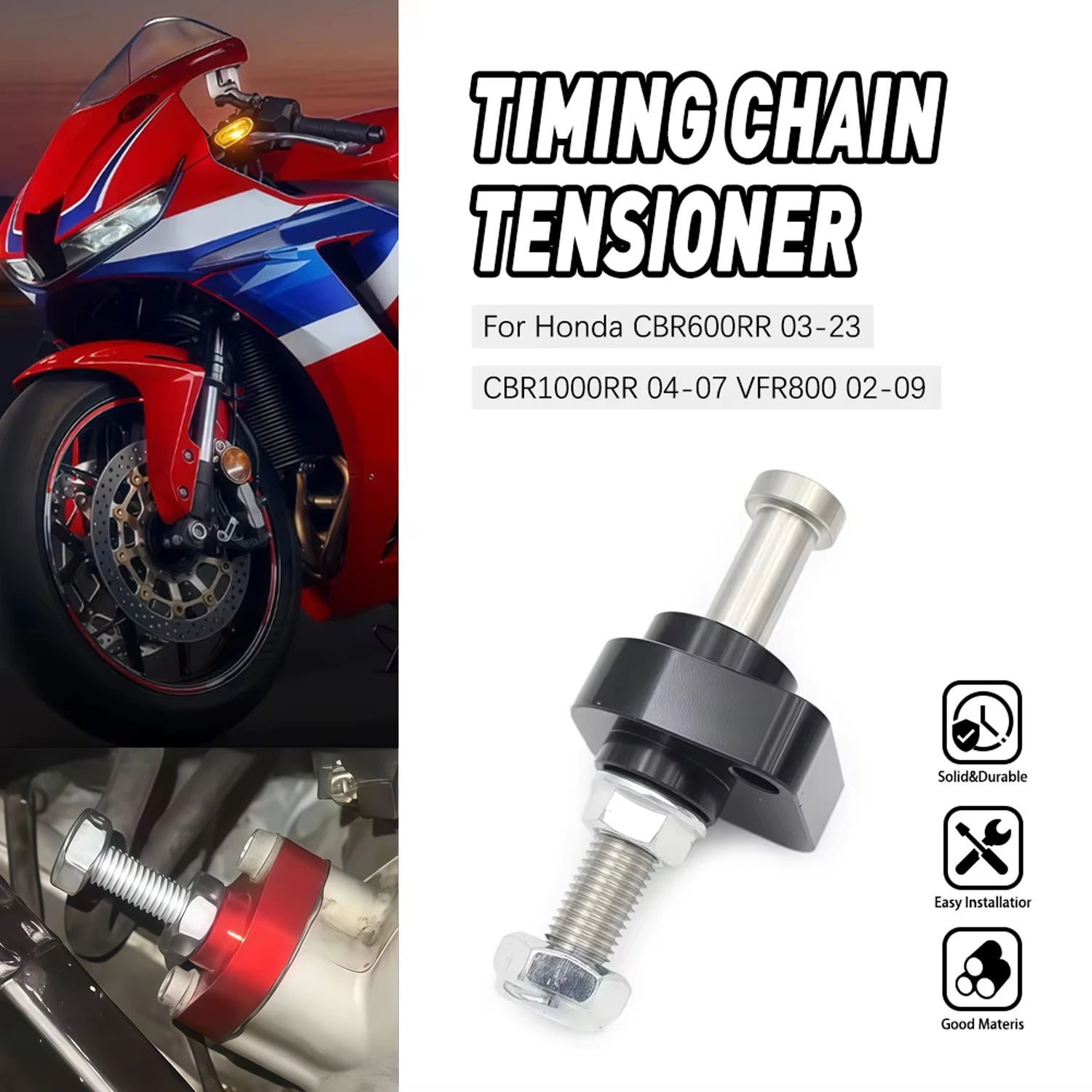 

CNC Manual Cam Chain Tensioner For HONDA CBR600RR 2003-2023 CBR1000RR 2004-2007 VFR800 2002-2009 2008 CBR 600 1000 RR Black Red
