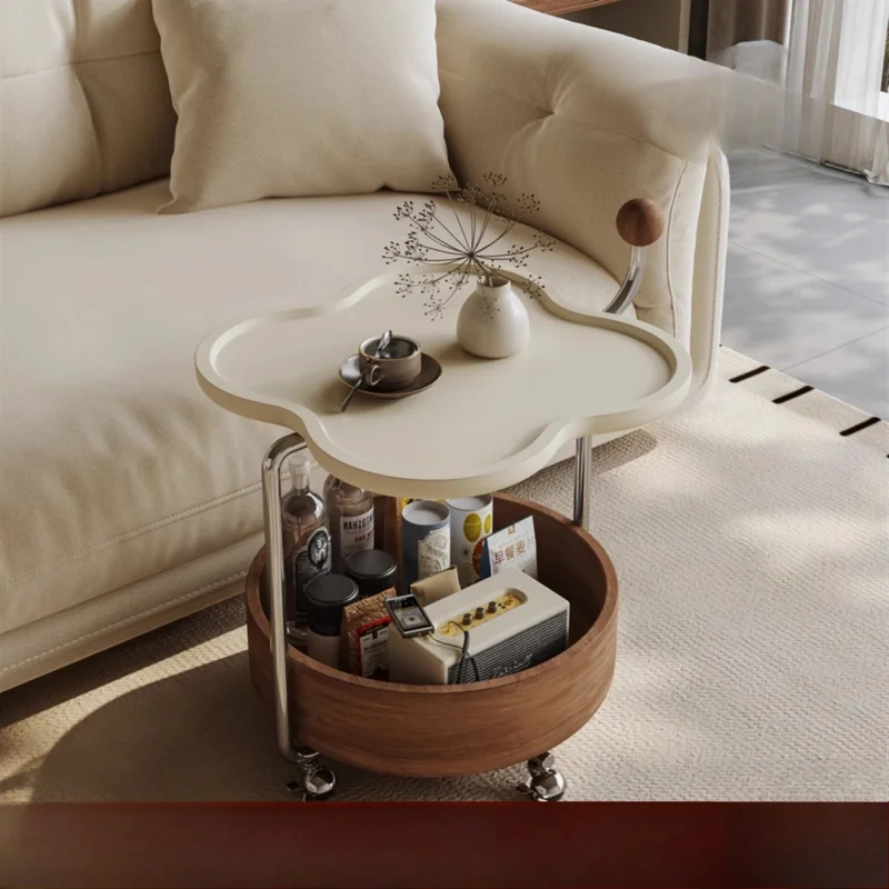 Solid wood sofa edge several light luxury high-end sense movable cart