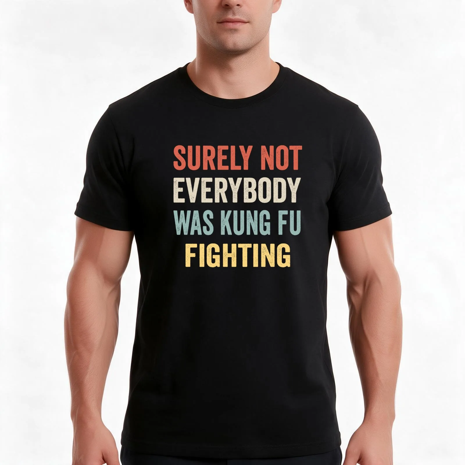 Surely Not Everybody Was Kung Fu Fighting T-Shirt, Summer Casual Cotton Tee, Oversized Streetwear Tops, Vintage Graphic Print