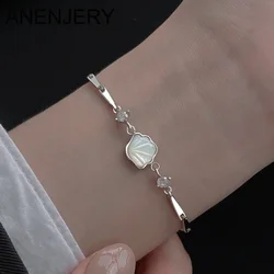 ANENJERY Silver Color Shell Pectinid Pendant Zircon Bracelet for Women Luxury Senior Jewelry Party Friends Gift Wholesale