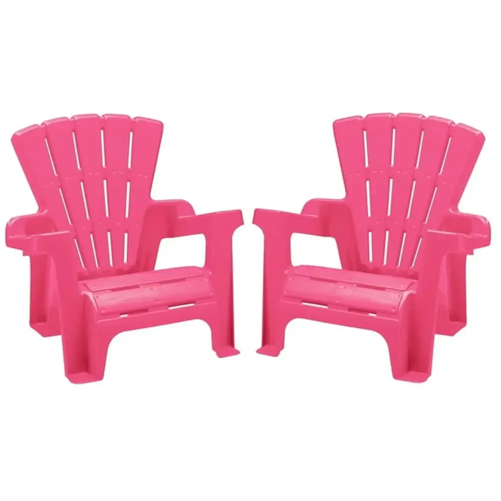 Children's Adirondack Chair 2PK Pink Lightweight Portable Indoor Outdoor High-Quality Polypropylene Plastic Stackable 2-Pack