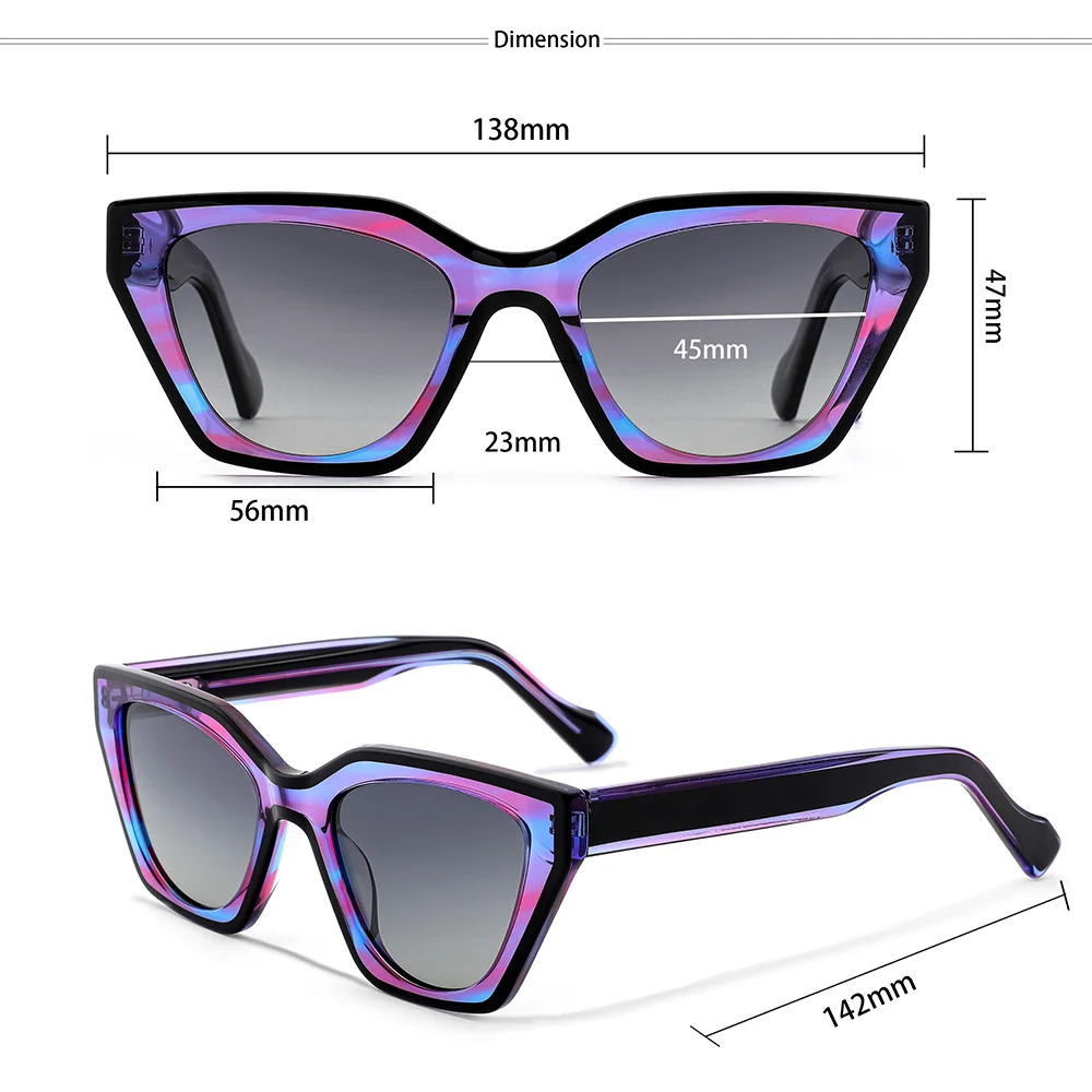 CATERSIDE Damen Mode Polarisierte Sonnenbrille Luxus Acetat Katzenaugen-Rahmen Herren Outdoor Sport Fahr- und Dekorationsbrille UV400 – Detail 3