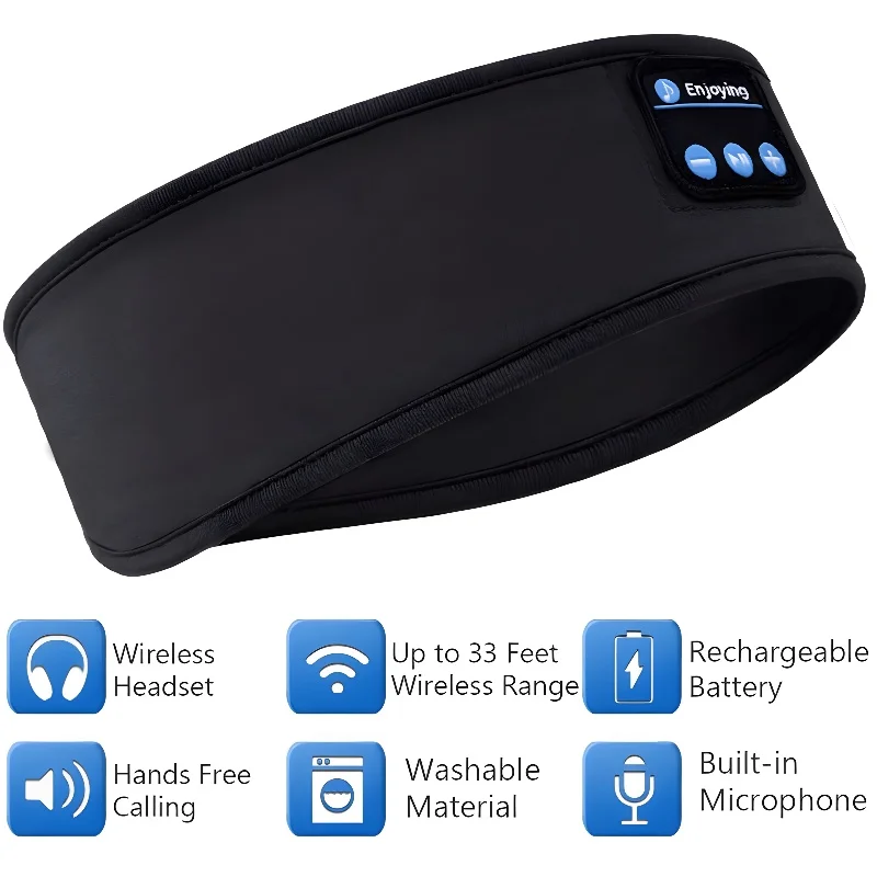 Diadema de música con Bluetooth, diadema deportiva transpirable, banda inalámbrica para correr, banda atlética personalizada para auriculares para dormir, Verano