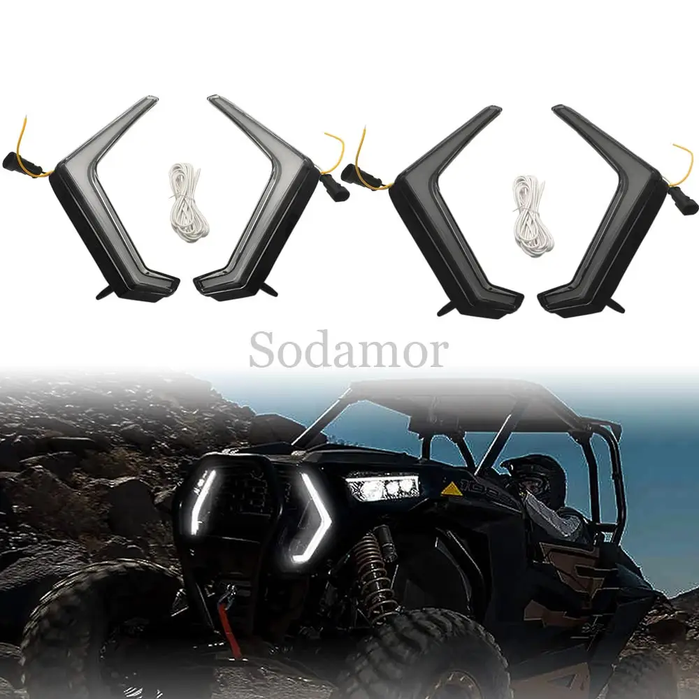 

Motorcycle UTV ATV LED Front Fang Accent Light Turn Signal Lamps for RZR Trail S 1000 Ultimate 2024-2025, 2021-2022